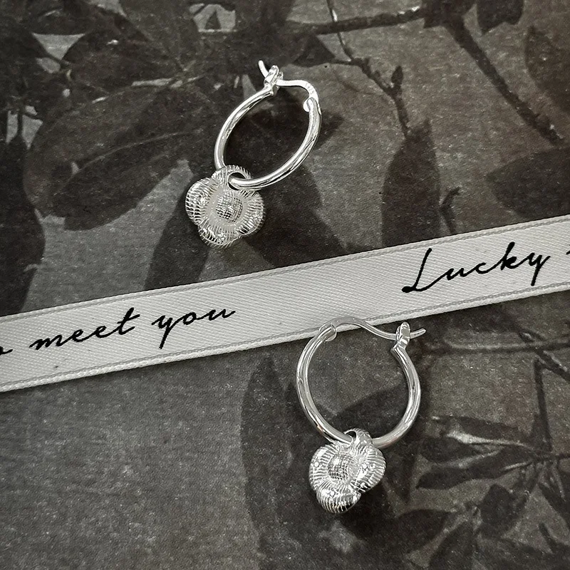 CHOZON S925 Solid Silver Floral Earrings Korean Vintage Wholesale Dainty Jewelry for Women - Image 3