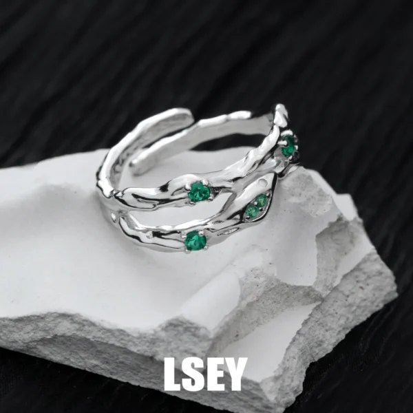 MLKENLY S925 sterling silver ?color zircon mysterious elegant spirit snake open ring cold wind ins temperament sense in stock