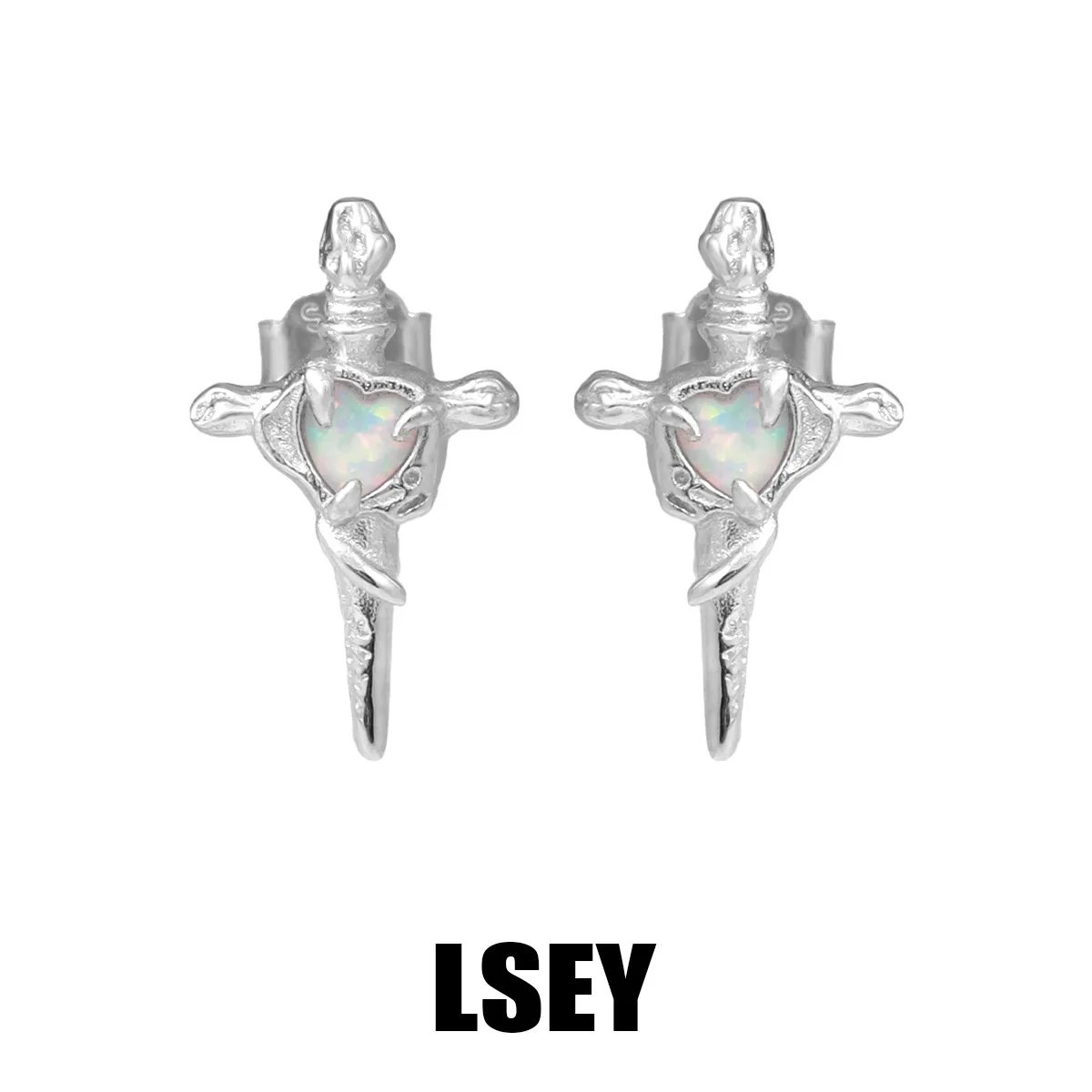 Minimalist S925 Sterling Silver Opal Cross Stud Earrings for Women 925 Sterling Silver Glossy Versatile Ear Accessories Delicate - Image 5