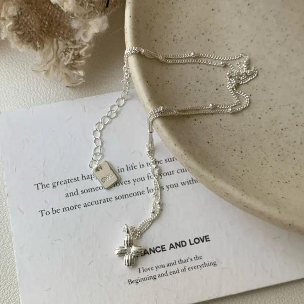 CHOZON S925 Solid Silver Four Leaf Clover Bead Necklace French Minimalist Wholesale Dainty Layering Jewelry for Women