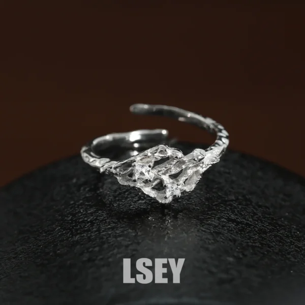 MLKENLY S925 sterling silver Weaving hollow ring Lady Engagement Open Ring Love Gifts