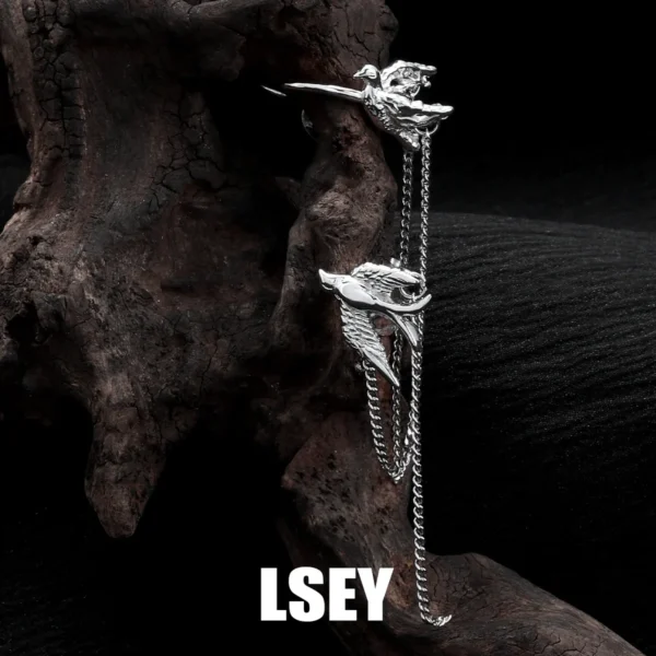 MLKENLY S925 sterling silver Stray Birds Ear Clip Asymmetric Circular Cartilage Women Fashion Jewelry Gift Ear Cuff Girl