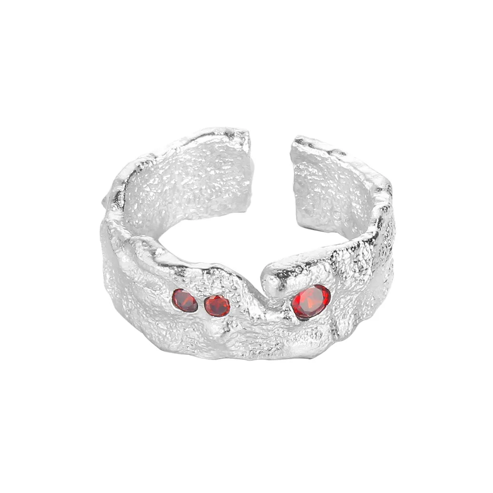 MLKENLY Small niche design S925 sterling silver flowing ring for women with ins style opening texture index finger ring - Image 6
