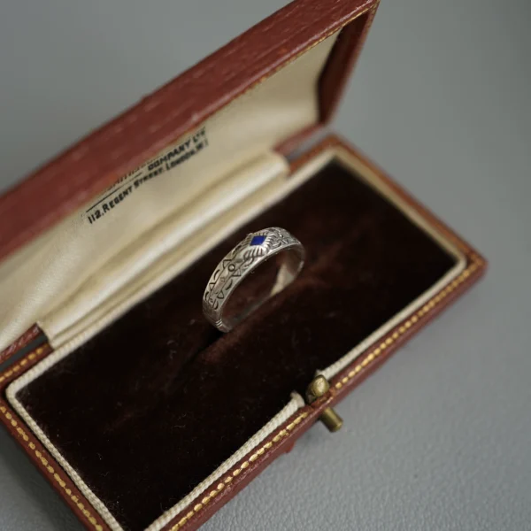 Water lily life after life 925 sterling silver ring Indian pattern lapis lazuli natural gem Ami khaki tail ring