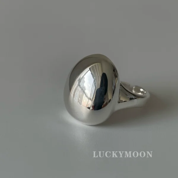 LUCKYMOON irregular egg-shaped bright open ring S925 sterling silver R180