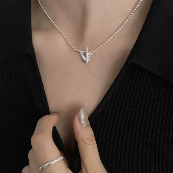 Ins style necklace cold S925 sterling silver irregular round bead necklace women's trendy simple niche neck chain clavicle chain