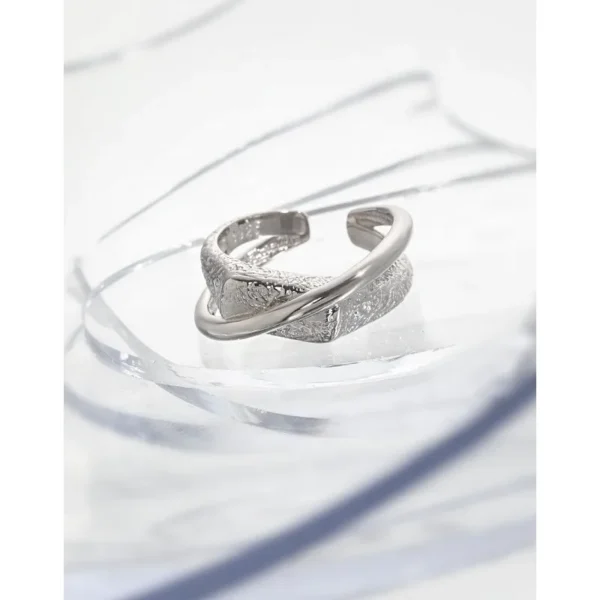 1810 CHOZON S925 Solid Silver Textured Double Ring Original Design Wholesale Stacking Jewelry for Women