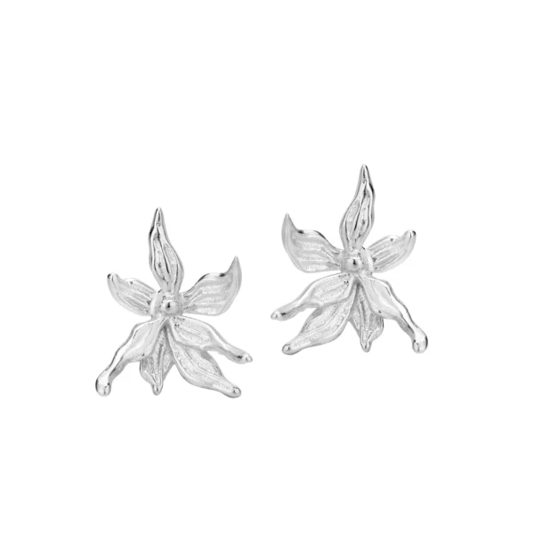 0166 CHOZON S925 Solid Silver Floral Earrings Neo Chinese Wholesale Dainty Jewelry for Women