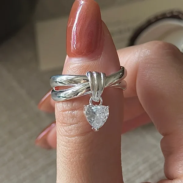 CHOZON S925 Solid Silver Zircon Ring Korean Vintage Minimalist Stacking Jewelry Gift for Women