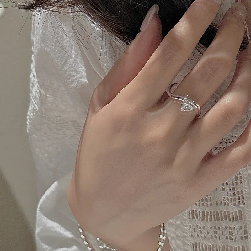 CHOZON S925 Solid Silver Firework Cut Ring Korean Vintage Minimalist Stacking Jewelry Gift for Women - Image 2