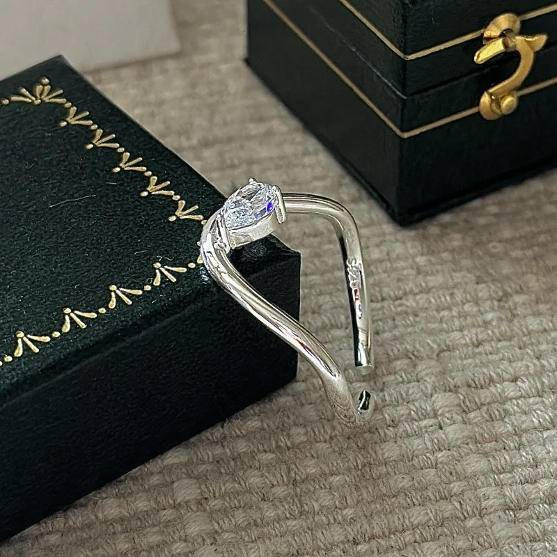 CHOZON S925 Solid Silver Firework Cut Ring Korean Vintage Minimalist Stacking Jewelry Gift for Women - Image 4