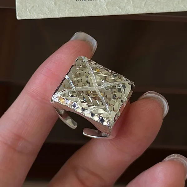 CHOZON S925 Solid Silver CNC Ring Korean Vintage Minimalist Stacking Jewelry Gift for Women