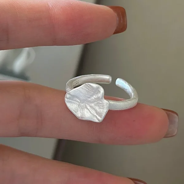 CHOZON S925 Solid Silver Textured Oxidized Ring Korean Vintage Minimalist Stacking Jewelry Gift for Women