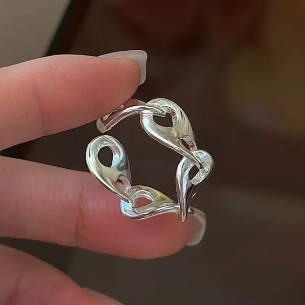 CHOZON S925 Solid Silver Pig Ring Korean Vintage Minimalist Twist Stacking Jewelry Gift for Women