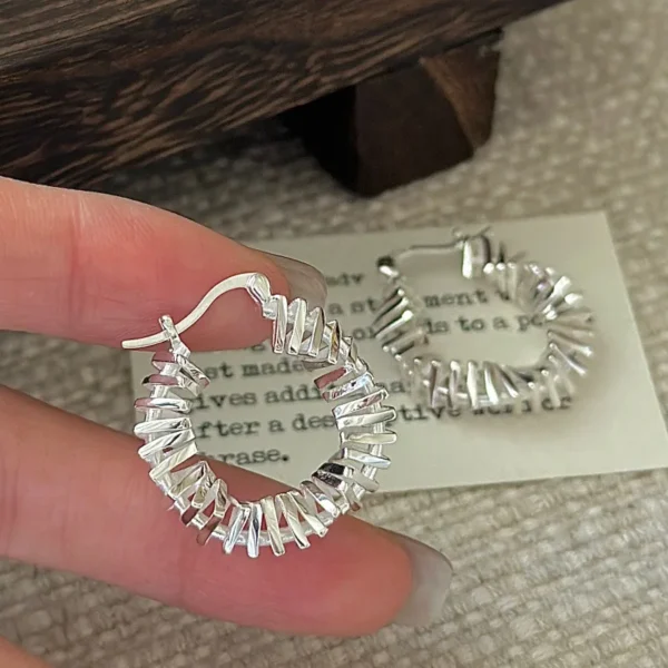 CHOZON S925 Solid Silver Crinkle Ear Cuff Korean Vintage Minimalist Dainty Jewelry Gift for Women