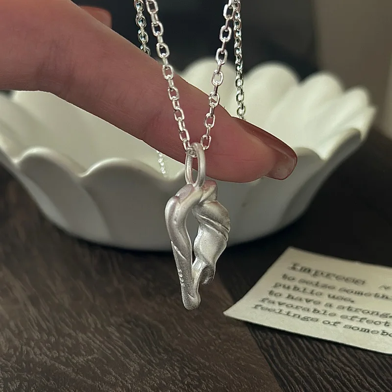 CHOZON S925 Solid Silver Burnished Necklace Korean Minimalist Wholesale Dainty Layering Jewelry for Women - 画像 (4)