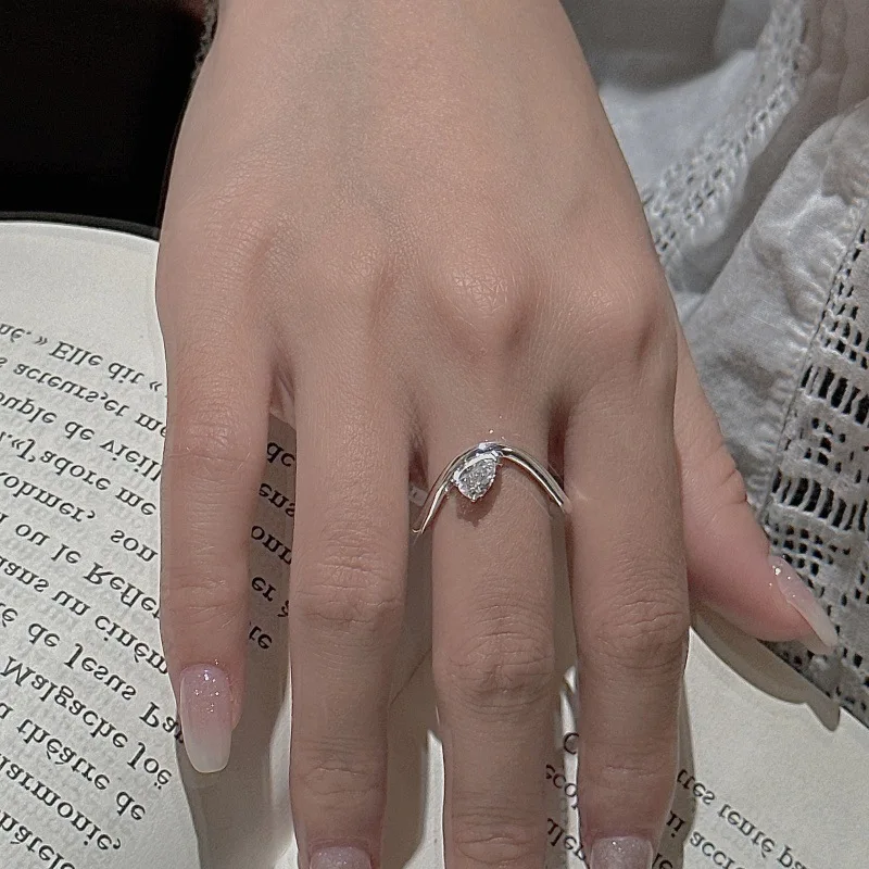 CHOZON S925 Solid Silver Firework Cut Ring Korean Vintage Minimalist Stacking Jewelry Gift for Women - Image 3