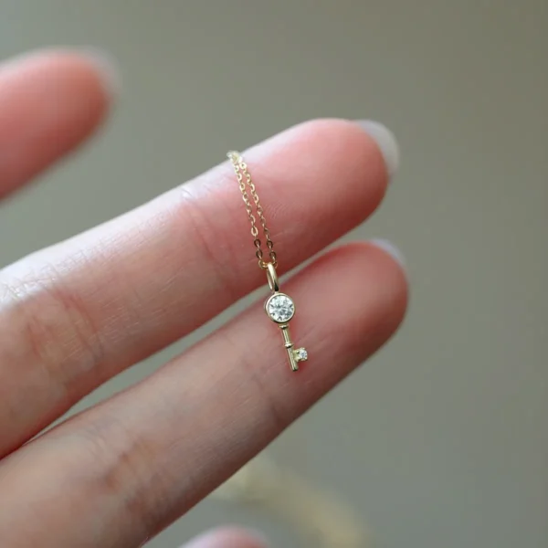 CHOZON S925 Silver 14K Gold Plated Mini Key Pendant Necklace Dainty Everyday Layering Jewelry Gift for Women