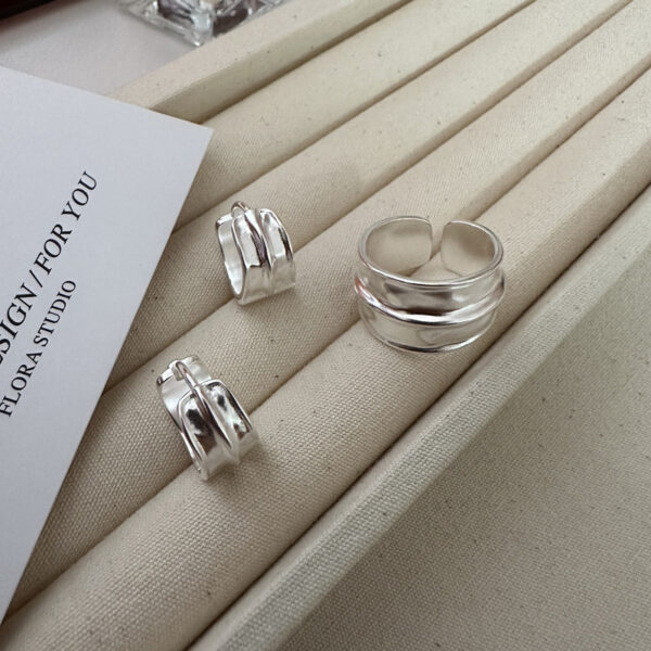 S925 sterling silver Korean version of niche design sense matte texture earrings Korean fashion personality INS ear jewelry