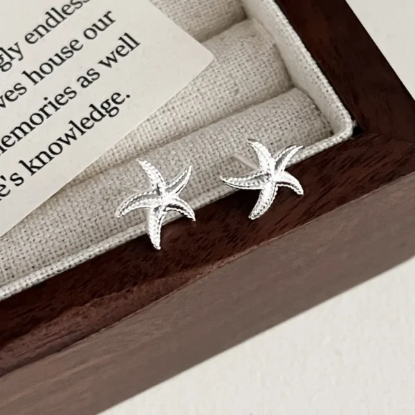 999 Sterling Silver Irregular Starfish Stud Earrings Women Minimalist Light Luxury Fashion All-match Personality Jewelry0436A