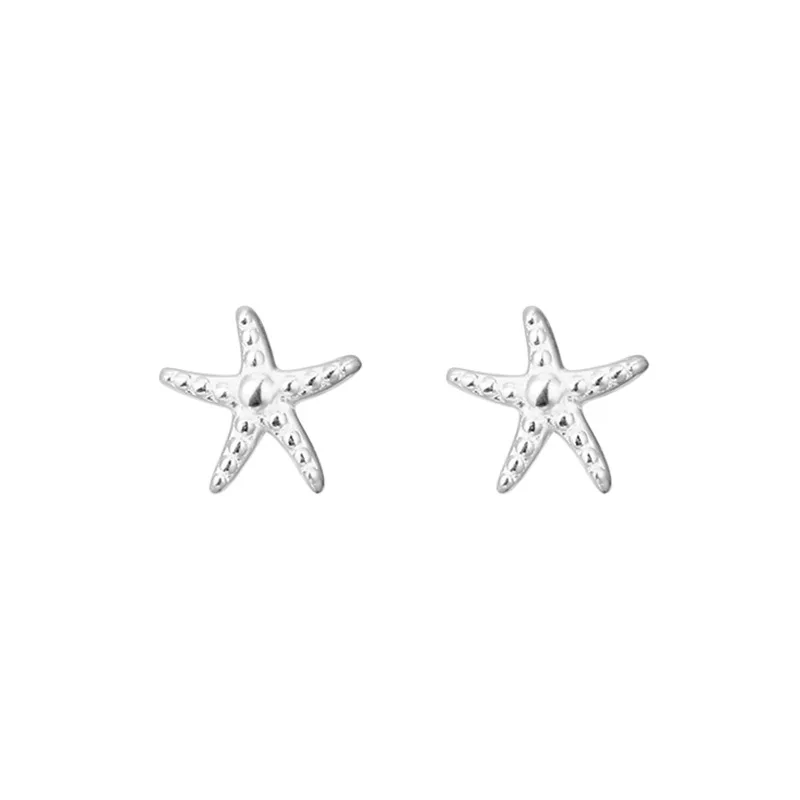 999 Sterling Silver Mini Starfish Stud Earrings Women Simple Cute Sweet Elegant Fashion Spring New Arrival Jewelry 0564A - 画像 (5)