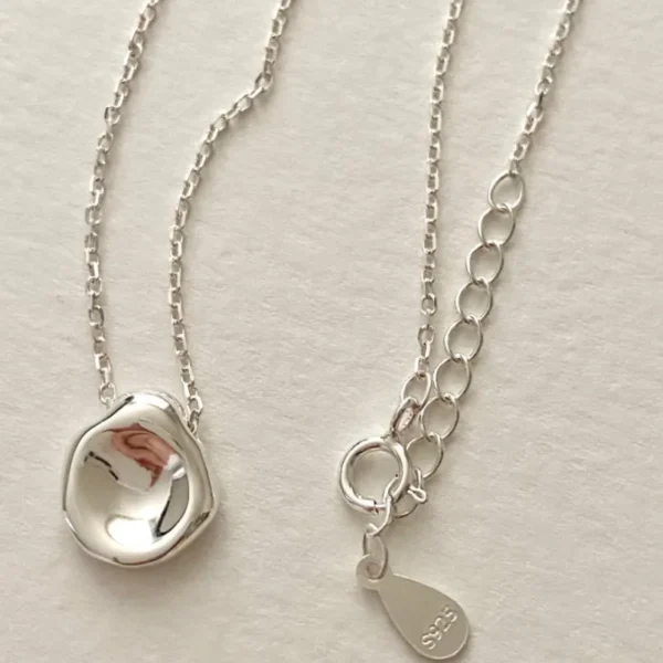 [Cciris.Com] 925 Silver Asymmetric Pendant Necklace Japan Minimalist Hypoallergenic Wholesale Dainty Layering Jewelry for Women