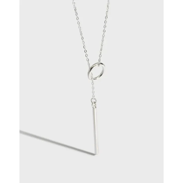 [Cciris.Com] S925 Silver Geometric Long Pendant Necklace Minimalist Hypoallergenic Wholesale Dainty Layering Jewelry for Women